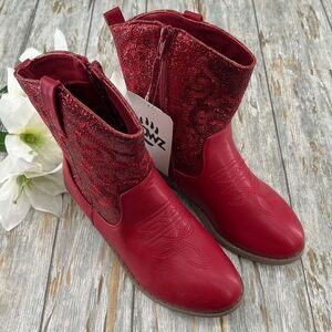 Big Girls Glitter Western Boots Shoes Size 4